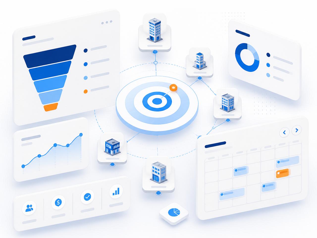 Targeting and pipeline dashboard showing net-new accounts and booked meetings
